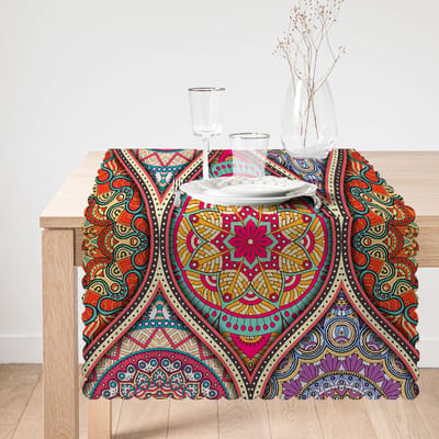Bedrukt Velvet textiel Tafelloper 65x240 cm - Oosterse Motieven - Fluweel - Runner