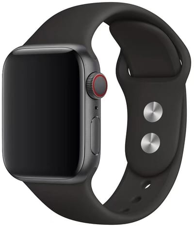 Stravo sport siliconen Apple Watch bandje met Dual Snap druksluiting – Geschikt voor Apple Watch 49mm (Ultra 1/2/3), 46mm (Series 10/11), 45mm (Series 7/8/9), 44mm (Series 4/5/6, SE 1/2/3) – Comfortabel & stevig – Zwart