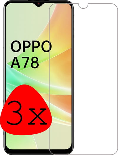 Screenprotector - 3 Stuks Geschikt voor OPPO A78 5G - Extra Sterk - Beschermglas - Gehard Glas - Tempered Glass - Screen Protector