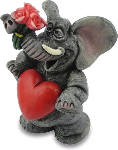 grappige beelden collectie - verliefde olifant - Valentijn olifant - olifant verliefd - grappige beeldje - 8 cm hoog – polyresin