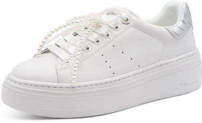 Tamaris damestrainers 1-23755-45 171 Lage Top Dames glitter M2375545 Wit/Zilver