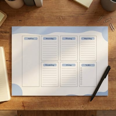 Bureaulegger | Weekplanner | Blauw | 30 vellen | Bureaulegger papier | A3-formaat | Juf | Meester | Fotofabriek