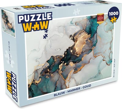 Puzzel Blauw - Marmer print - Goud - Legpuzzel - Puzzel 1000 stukjes volwassenen