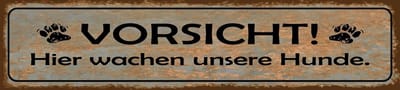 Metalen waarschuwingsbord - Huisbeveiliging - Huis bewaken - Hoog reliëf - 46 x 10 cm - Meerkleurig