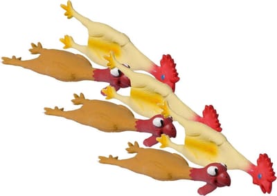 Adori Latex Toy Kip Met Pieper - Hondenspeelgoed - 3 x 42 cm Assorti