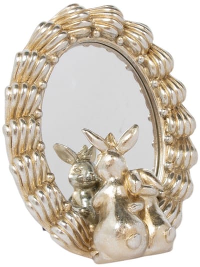 Spiegel Ovaal konijn hars zilver 16x7,2x20,3cm