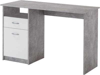 Bureau - Werktafel Schrijftafel - Thuiswerken - Krasbestendig oppervlak - 123 x 50 x 76.5 cm - Beton/Wit