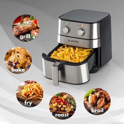 Heteluchtfriteuse - Airfryer - Vetarm Koken - XXL Capaciteit - 54 Liter - Zilver