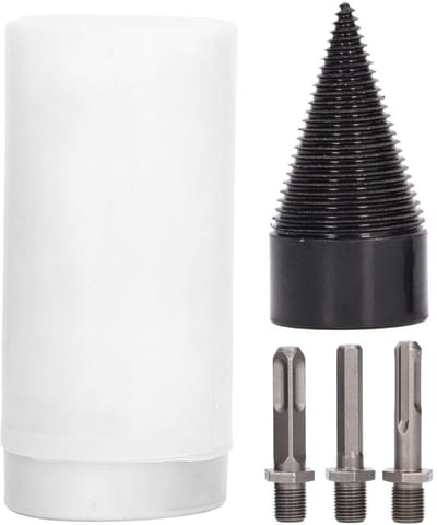 Dailygoods - Houtsplijtboor - Zwarte Kegelboor - Voor Robuust Hout - Geschikt voor Eiken en Walnoot - 3 Stuks - Brandhout Hakgereedschap