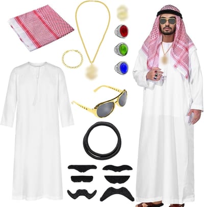 Arabische Lange Gewaad voor Mannen - Geschikt voor Raveparty, Carnaval en Cosplay - Witte Robe voor Feestelijke Gelegenheden