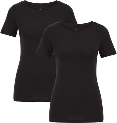 WE Fashion Dames T-shirt van katoenmix, 2-pack