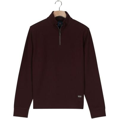 Baileys Trui Sweat Half Zip Jacquard Fabric Fine Allover Texture Dark Mauve / male