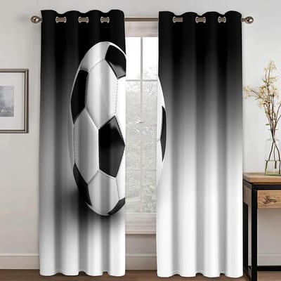 Design Graffiti Basket-ball Ombrage Élevé Rideau Espace Chambre d'Adulte et d'Enfant Salon Ombrage Rideau Personnalisé Une Variété de Styles W55 X H120cm X 2&Grommet Top