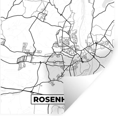 Muurstickers - Sticker Folie - Kaart - Rosenheim - Plattegrond - Stadskaart - 100x100 cm - Plakfolie - Muurstickers Kinderkamer - Zelfklevend Behang XXL - Zelfklevend behangpapier - Stickerfolie