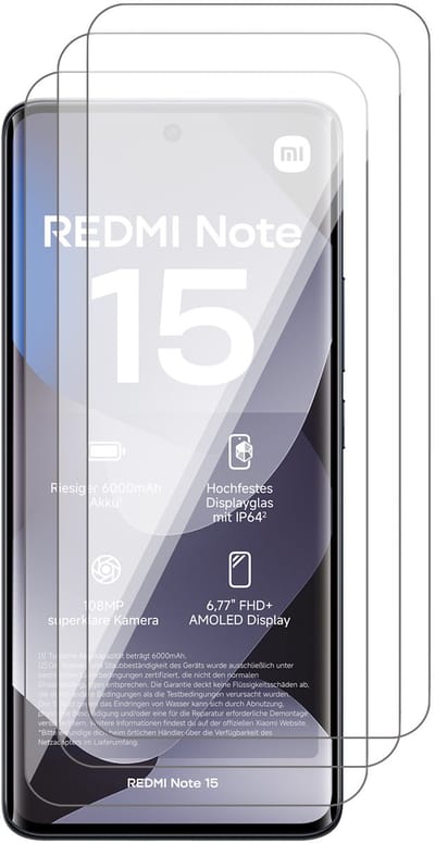 Screenprotector geschikt voor Xiaomi Redmi Note 15 4G / Note 15 5G / Poco M8 5G – 3 Stuks – Full Cover Gehard Glas – Edge Protection – 9H