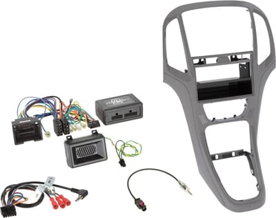 2-DIN Kit met pocket + radio adapter kit Opel Astra 2009-2020 Kleur: Titanium Grijs