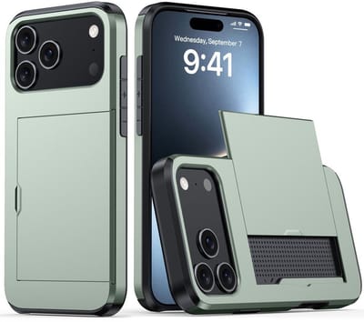 Mobiq - Hybrid Card geschikt voor iPhone 17 Pro Max Hoesje met Pashouder - groen