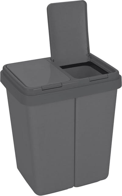 Pedaalemmer 30 Liter - Duo Prullenbak - 2 Vaks Afvalemmer - Pedaal Vuilbak - Perfect voor Afvalscheiding - Zwart