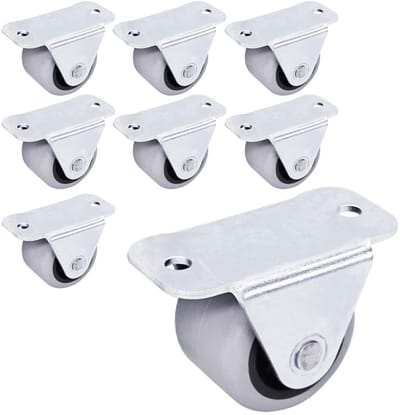 8x Kleine 30mm Meubelwielen Rubber Grijs - Zwenkwielen met Montageplaat