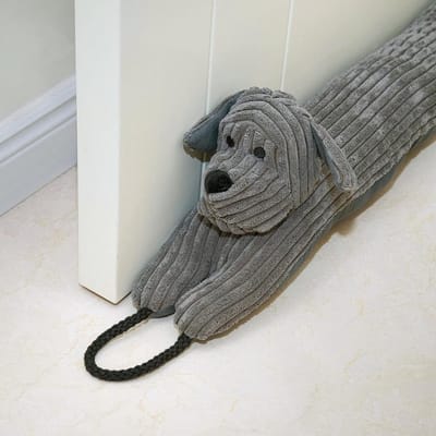 Tochtstoppers voor de deur Decoratieve Windstopper 81cm voor Deur & Raam, Verzwaarde Tochtstopper Geluidsblokker voor Onderkant Deur - Grijze Hond 32"