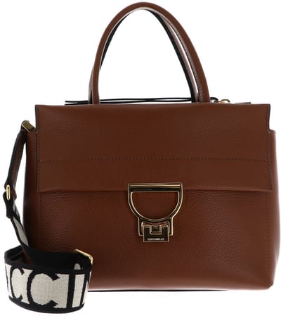 COCCINELLE Leren handtas schoudertas Arlettis Signature Handbag Grained Leather Cognac bruine