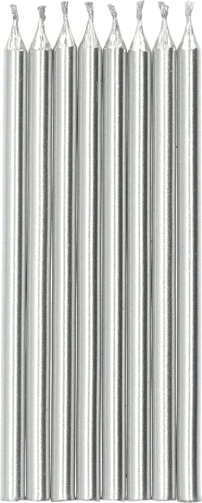 Folat - Kaarsjes Zilverkleurig 10 cm (24 stuks)