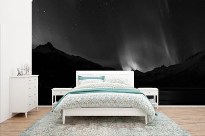 Behang - Fotobehang Bergen - Noorderlicht - Ruimte - Breedte 400 cm x hoogte 240 cm
