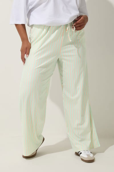Limited Collection Broek Met Strepenprint En Wijde Pijpen In Mintgroen/Roze Size 42