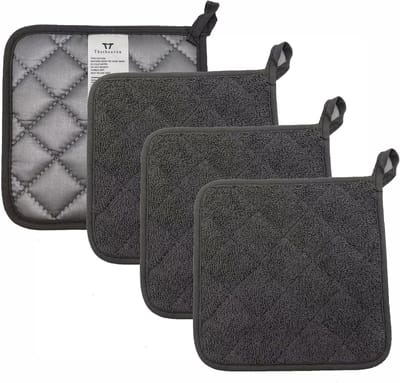 Hittebestendige Pannenlappen Set van 4 - Donkergrijs - Ovenhandschoenen voor Keuken en Bakken