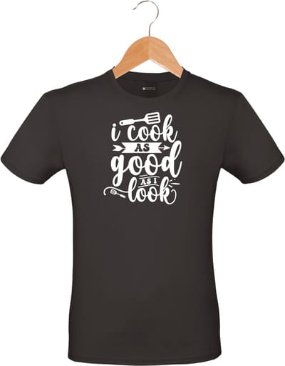 Mijncadeautje - Barbecue T-shirt - unisex - zwart - BBQ - Garden party - Tuinfeest - Vrijgezel - Verjaardag - I cook as good as i look - maat S