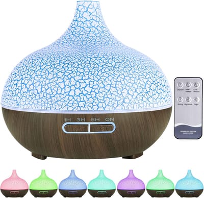 aroma diffuser 550 ml, zeer stil, ultrasoon, luchtbevochtiger, aromatherapie, etherische oliën, BPA-vrij, voor de slaapkamer, yoga, spa, 7 kleuren, led-verlichting