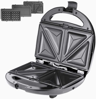 3-in-1 Contactgrill en Tosti Apparaat met Wafelijzer - Elektrisch 800W