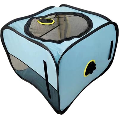 Boîte de séchage pliable pour chien, grand espace, boîte de séchage pour animaux de compagnie, adaptée aux chats et aux chiens, bain, séchage par soufflage bleu