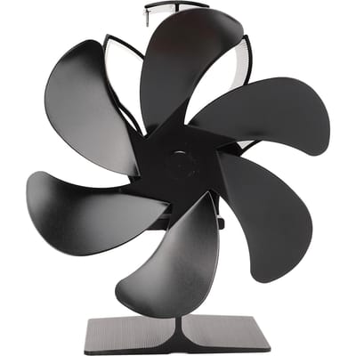 6 Blads Kachel Eco Ventilator Zwart Hittebestendig Zelfstartend Energiebesparend Warmteaangedreven Ventilator voor Thuis black