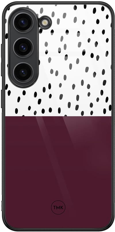 Hoesje geschikt voor Samsung Galaxy S23 - Burgundy dots - Paars - TPU luxe case (glossy toplaag) - Gestipt - Hardcase backcover zwart