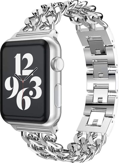 MY PROTECT - Luxe Metalen Ketting Bandje - Geschikt Voor Apple Watch Bandje - Series 1/2/3/4/5/6/7/8/9/10/SE/Ultra - 44mm - 45mm - 46mm - 49mm - Zilver