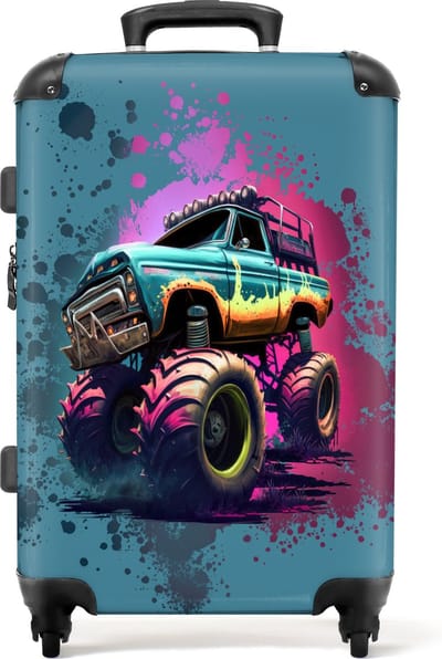 NoBoringSuitcases.com® - Kindertrolley monstertruck jongens - Reiskoffer kinderen - 20 kg bagage
