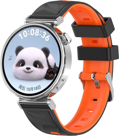 Stravo Slank Siliconen Horlogebandje 18mm – 3D Diamantstructuur & Tweekleurig Design – Geschikt voor Garmin Vivoactive 4S / Venu 2S / Venu 3S / Venu 4 (41mm) / Forerunner 255S / 265S – Huawei Watch GT 5 (42mm) / GT 6 (41mm) – Zwart/oranje