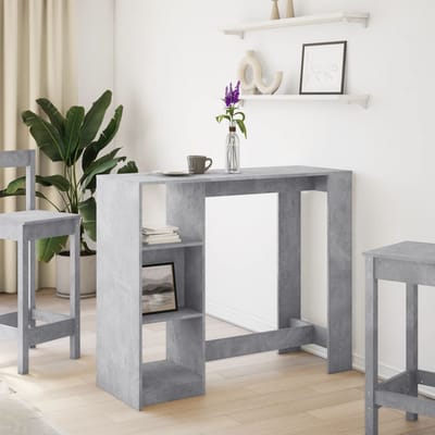 vidaXL - Bartafel - met - schap - 124x46x103,5 - cm - bewerkt - hout - betongrijs