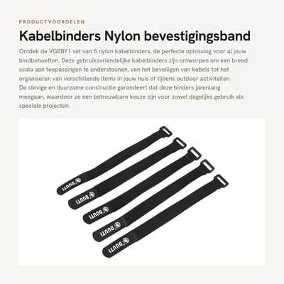 Dailygoods - Kabelbinders - Nylon bevestigingsband - Eenvoudig in gebruik - 5 stuks - Duurzaam en veelzijdig - Geschikt voor diverse toepassingen