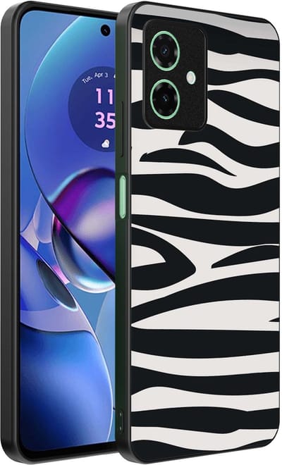 Smartphonica Telefoonhoesje Geschikt voor Motorola Moto G55 met zebra opdruk - TPU backcover case zebra design - Zwart Wit geschikt voor Motorola Moto G55