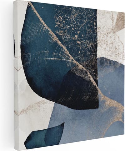Artaza Canvas Schilderij Abstract Goud - 30x30 cm - Klein - Muurdecoratie Woonkamer - Wanddecoratie Blauw - Kamer Accessoires