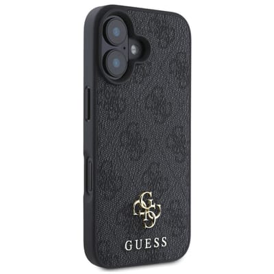 Guess 4G Metal Logo Backcover geschikt voor MagSafe geschikt voor iPhone 16 - Zwart