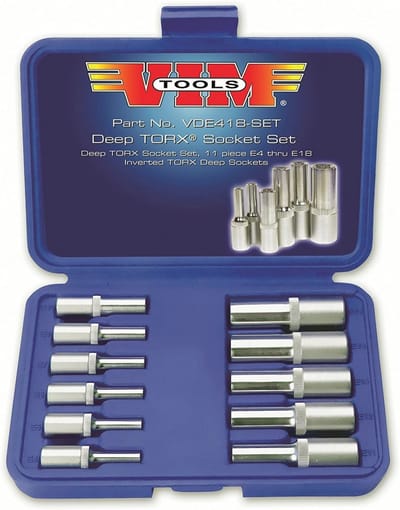 Torx Doppenset - Sterbits Set - Automotive Reparatie - 11-delig Diep - 1/4 & 3/8 Inch - Zilverkleurig