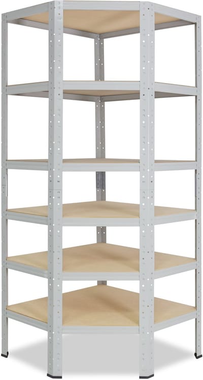 Shelfplaza OFFICE hoekstelling - 180x60x30 cm - lichtgrijs - 6 planken