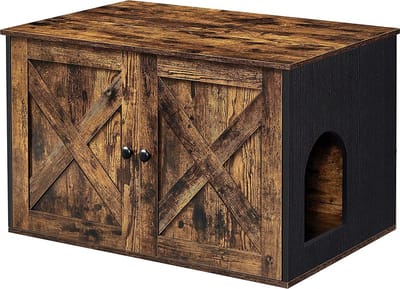 Kattenbak kast - Kattenbak ombouw - Kattenhuis - Kattenbakcontainer - Kattenmeubel - 80 x 53 x 49.2 cm - Bruin - Zwart