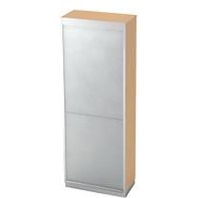 Roldeurkast 5 ordnerhoogten, B 800 x D 420 mm, esdoornpatroon/zilver