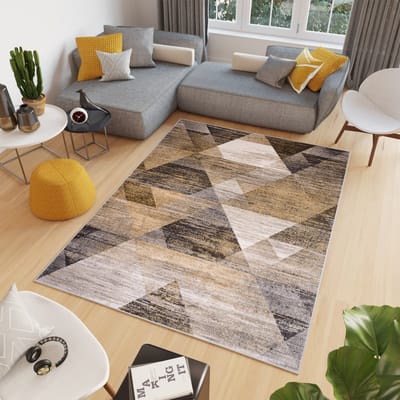 Tapiso Elefanta Vloerkleed Grijs Geometrisch Modern Woonkamer Tapijt Maat- 60x100
