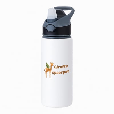 Hacebo® - Giraffe waterfles met rietje zwart - Giraffe - dieren liefhebbers - leuke cadeau voor iemand die van houdt van giraffen - verjaardagscadeau - kado - gift - water fles - 650ML