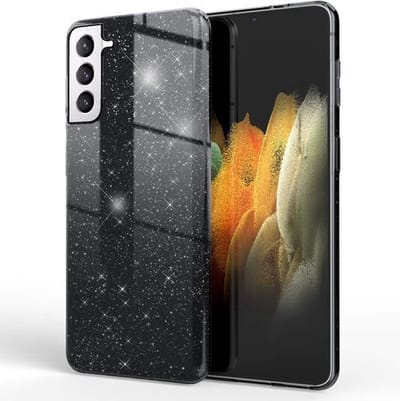 Casemania Hoesje Geschikt voor Samsung Galaxy S22 Plus - Zwart - Glitter Back Cover